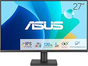 مانیتور بازی مراقبت از چشم ASUS VA279HG: 27 اینچ ، IPS ، Full HD ، 99 ٪ SRGB ، Frameless ، 120Hz ، همگام سازی تطبیقی ، 1ms MPRT ، HDMI ، VGA ، نور کم آبی ، سوسو زدن ، دیواری قابل سوار شدن-سیاه