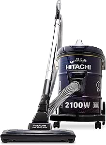 جاروبرقی درام هیتاچی 2100 وات ، ظرفیت گرد و غبار 18 لیتری ، برس قدرت هوایی برای تمیز کردن کارآمد ، لوله های فلزی ، برس گرد و غبار و نازل Crevice ، فیلتر قابل شستشو ، بهترین برای خانه و دفتر ، CV955NBLGCM