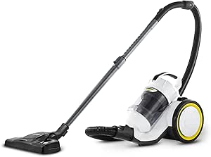 kärcher vc3 plus جاروبرقی بدون کیسه ، مکش قدرتمند برای تمیز کردن منزل ، طراحی جمع و جور و سبک ، ایده آل برای سطوح نرم و سخت ، سفید