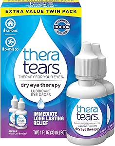 Thera Tears Dry Dry Therapy Lubricating قطره چشم برای خشکی چشم ، 1 قطعه بطری دوقلو بطری ، (بطری های 2 x 30ml)