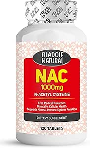 Oladole طبیعی N- استیل سیستئین (NAC) 1000mg – 120 قرص | از عملکرد ایمنی پشتیبانی می کند ، سلامت سلولی را حفظ می کند ، به سم زدایی کمک می کند | فعالیت آنتی اکسیدانی را ترویج می کند و سلامت تنفسی را تقویت می کند