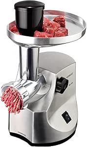 چرخ گوشت Kenwood 1600W METAL METAL MANCER MINCER با سازنده Kibbeh ، سازنده سوسیس ، فشار لوله خوراک ، 3 صفحه استیل ضد زنگ برای نتایج ریز ، متوسط ​​و درشت MG510 Silver