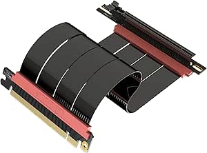 Linkup – کابل Riser AVA5 PCIE 5.0 | GPU RTX5090 RX9070 آماده | X16 128GB/S سرعت | سازگار با PCIE 4.0 & WRX80/WRX90E | زاویه راست ، سیاه ، 20 سانتی متر (طول کل 24 سانتی متر)