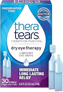 Thera Tears قطره چشم برای خشکی چشم ، خشکی چشم درمانی روان کننده چشم ، بدون مواد نگهدارنده ، 30 ویال یکبار مصرف