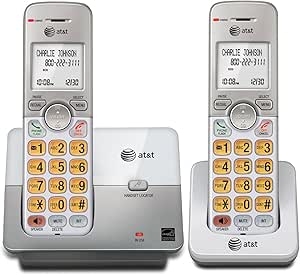 تلفن بی سیم AT&T ، 2 گوشی – نقره ، تلفن ثابت با DECT 6.0 ، بلندگو کامل دوبلکس ، شناسه تماس گیرنده/انتظار تماس ، حالت اکو ، صفحه نمایش با نور پس زمینه و صفحه کلید