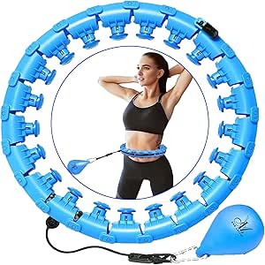 Ana Laijji 24 گره قابل تنظیم تناسب اندام HULA HOOP – تناسب اندام ماساژ وزنی HULA HOOP HOOPS کاهش وزن – گره های قابل تنظیم قابل تنظیم ، 360 درجه توپ چرخش خودکار برای ورزش (صورتی و آبی)
