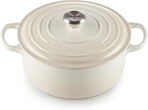 Le Creuset Signature Enamelled Last Casserole Round Casserole با درب ، 26 سانتی متر ، 5.3 لیتری ، Meringue ، 21177267164430