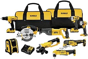 کیت دسته کوچک موسیقی جاز Dewalt 20V Max Power Tool ، تنظیم ابزار برق بدون سیم 9 با 2 باتری و شارژر (DCK940D2)