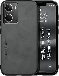 مورد ابریشم Kepuch سازگار برای Realme 14 (چین) / Neo 7x / P3 (Intl) – نگهدارنده مغناطیسی سپر صفحه فلزی داخلی – سیاه
