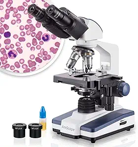 میکروسکوپ ترکیب دو چشمی Amscope B120C Series و حرفه ای LED – بزرگنمایی 40x -2500x – ویژگی های SiedentOpf Head & 3D مکانیکی