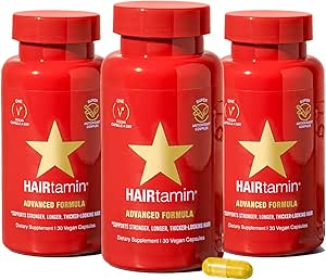 Hairtamin مکمل رشد مو فرمول پیشرفته برای زنان و مردان ، از موهای قوی تر ، طولانی تر ، به وضوح ضخیم تر ، با 5000 MCG Biotin ، ویتامین ها و آنتی اکسیدان ها ، 100 ٪ وگان – 3 ماه عرضه پشتیبانی می کند.