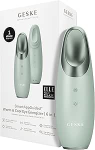 Geske SmartAppguided ™ Energizer Warm & Cool Eye ، 6 در 1 ، ماساژور چشم ، ماساژور ضد تاریک ، ماساژور ، کیسه ها و پلک های لغزش ، ماساژ چشم برقی