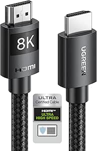 کابل HDMI Ugreen 2m 8k HDMI 2.1 Ultra HD با سرعت بالا 48gbps 8k@60Hz CORD SEARC DYNAMIC HDR DOLBY VISION سازگار با MacBook Pro PS5 Switch TV Xbox Roku UHD TV Blu-ray