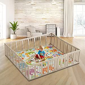 مرکز فعالیت Playpen LoveyBeauty ، اندازه قابل تنظیم و شکل بازی حیاط ، حصار کودک داخلی با دروازه برای نوزادان و کودکان نوپا (240 سانتی متر*240cm)