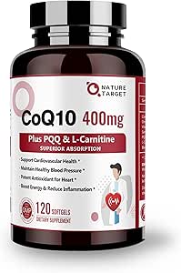 Nature Target CoQ10-400mg با PQQ ، Omega-3S و L-Carnitine ، Coenzyme-Q10 با جذب بالا با بیوپرین ، از قلب ، مغز ، سیستم ایمنی بدن ، تولید انرژی ، 120 وعده پشتیبانی می کند