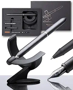Novium hoverpen Edition Future – جعبه هدیه همه جانبی قلم و قلم چشمه لوکس ، نیب ، زیبایی شناسی آینده نگر ، فلز هوافضا ساخته شده ، قلم اجرایی چرخش رایگان ، هدایای رئیس (عمیق سیاه)