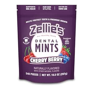 Zellie’s | 100% زایلیتول گیلاس بری نعناع | بدون آسپارتام، بدون گلوتن، نعنای گیاهی و کوشر (تعداد 540 – بسته 1 عددی)