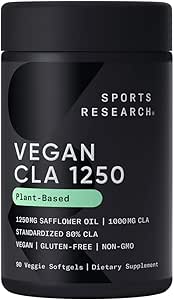 Sports Research CLA 1250، گیاهی، 1250 میلی گرم، 90 ژل نرم گیاهی