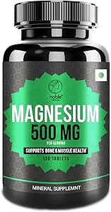 Noble Nature منیزیم 500 میلی گرم – مکمل اکسید منیزیم برای سلامت استخوان و عضله – 120 قرص