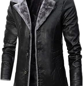 کت خز مردانه HYMCX هوانوردی بمب افکن Shearling Coat Sherpa Fleece Lined کت خز مصنوعی مردانه (رنگ: مشکی، سایز: X-Large)