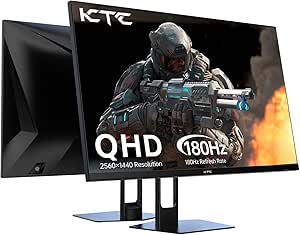 مانیتور بازی 27 اینچی QHD KTC، مانیتور کامپیوتر 2K 180 هرتز، 1 میلی‌ثانیه سریع IPS، HDR 1440P با همگام‌سازی تطبیقی، پورت نمایش HDMI، تنظیم شیب، سازگار با VESA، H27T22C