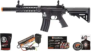 Lancer Tactical Gen 2 Durable Airsoft Gun SD M4 Polymer-Full/Semi-auto Picatinny Rail Rifle AEG با 0.20 گرم BBS، شارژر و باتری