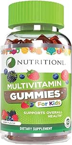 آدامس های مولتی ویتامین تغذیه ای کودکان | برای حفظ استخوان ها و دندان های قوی | متابولیسم سالم را ترویج می کند | پشتیبانی از رشد و توسعه کلی | طعم توت | 60 آدامس