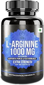 Noble Nature L-Arginine HCL & Chromium Picolinate مکمل | 1000 میلی گرم ال آرژنین و 200 میکروگرم کروم | 120 کپسول وگان |