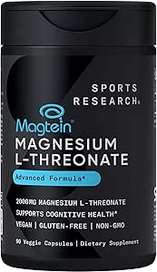تحقیقات ورزشی کپسول Magtein Magnesium L-Threonate – مکمل منیزیم برای حافظه، تمرکز و شناخت – Magnesium L Threonate از سلامت مغز، خواب و خلق و خوی پشتیبانی می کند – 2000 میلی گرم، 90 کپسول برای بزرگسالان
