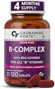 قرص Carbamide Forte Vitamin B Complex – 100% RDA برای ویتامین های B کمپلکس با B12، B2، B3، B5، B6، B9 و B1 | Vit B-complex برای زنان و مردان – 120 قرص گیاهی