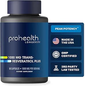 ProHealth Trans-Resveratrol 1000 – 60 کپسول از پیری سالم، سلامت مغز، قلب و عروق و مفاصل پشتیبانی می کند