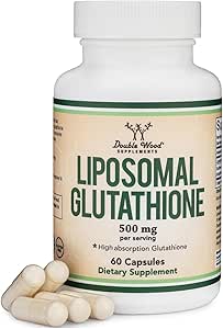 مکمل های چوبی دو برابر گلوتاتیون 500mg لیپوزومی در هر وعده ، 60 کپسول (وگان ایمن ، تولید شده در ایالات متحده ، غیر GMO) حداکثر جذب لیپوزومی گلوتاتیون