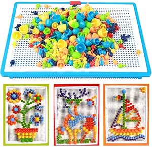 296 PCS MUSHROOM NAILS PEGBOARD آموزشی آموزش و پرورش پازل اره منبت کاری رنگارنگ بلوک آجرها برای بچه ها و کودکان نوپا ، تولد مناسب برای دختران 3 8 سال ، 1 ، DV00101 ، تولد مناسب