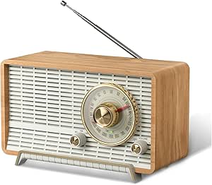 رادیو YOWGULF AM FM کلاسیک یکپارچهسازی با سیستمعامل رومیزی چوبی رادیو میز بلوتوث بلندگوهای رادیو رادیو پلاگین دیواری با دستگیره چرخشی عالی برای خانه و محل کار