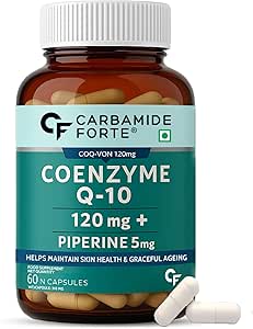 مکمل Carbamide Forte Coenzyme Q10 – CoQ10 120mg با Piperine 6mg | مکمل کوآنزیم Q10 به حفظ سلامت قلب و انرژی سلولی کمک می کند – 60 کپسول