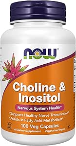 Now Foods Choline & Inositol 100 Veg Capsules | سلامت سیستم عصبی – از انتقال اعصاب سالم پشتیبانی می کند | به متابولیسم اسیدهای چرب کمک می کند