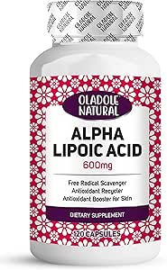 Oladole Natural Alpha Lipoic Acid- 600mg (120 کپسول) | آنتی اکسیدان قدرتمند ، از متابولیسم انرژی پشتیبانی می کند ، ایمنی ، سلامت قلب را بهبود می بخشد ، سلامت سلولی را ترویج می کند | غیر GMO ، بدون گلوتن