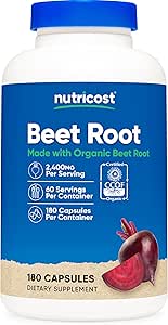 Nutricost Organic Beet Root 2400mg، 180 کپسول – Superfood، 60 سروینگ دارای گواهی CCOF ساخته شده با ارگانیک