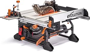 اره میز 10 اینچی Evolution R10TS | موتور قدرتمند 15A | برش چند ماده | تیغه TCT 10 اینچی | ظرفیت ریپ 26 اینچ | عمق برش 3-3/8 اینچ | 0-45 درجه اریب | نرده دقیق | قابل حمل و سنگین