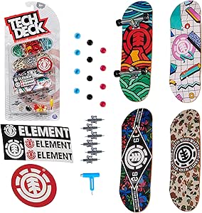 عرشه فنی ، Ultra DLX Fingerboard 4-Pack ، Skateboards Element ، Mini Skateboards جمع آوری و قابل تنظیم ، چند رنگ