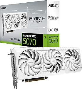 کارت گرافیک ASUS SFF-Ready Prime GeForce RTX™ 5070 12GB GDDR7 White OC (PCIe® 5.0، 12GB GDDR7، HDMI®/DP 2.1، اسلات 2.5، فن های مبتنی بر فناوری محوری، بایوس دوگانه)