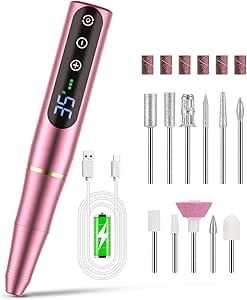 دستگاه دریل ناخن شارژی شارژی NAILGIRLS، دریل برقی قابل حمل ناخن 35000 دور در دقیقه فایل ناخن برقی حرفه ای برای ناخن های ژل اکریلیک، پولیش پدیکور مانیکور Efile، صورتی