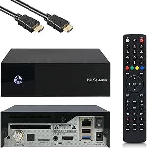 گیرنده ماهواره ای AB PULSe 4K Mini SE UHD با کابل HDMI، عملکرد Multiboot با سیستم عامل لینوکس E2، تیونر Sat DVB-S2X، وضوح Ultra HD 4K با پشتیبانی HDR10، CI، CA، اسلات MicroSD، LAN