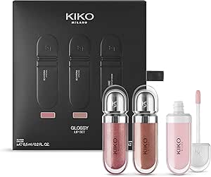 ست لب براق KIKO Milano | ست آرایش: 2 براق کننده لب مرطوب کننده و 1 کرم لب کامل کننده