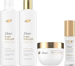 استحکام باند دوو، سیستم درمان آسیب – شامپو، نرم کننده، سرم و ماسک پپتید 10 در 1 شیلد، درمان ترمیم کننده مو، ضد وز (ست 4 عددی)