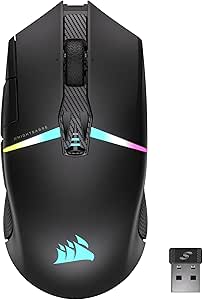 ماوس گیمینگ بی‌سیم Corsair NIGHTSABRE RGB برای FPS، MOBA – 26000 DPI – 11 دکمه قابل برنامه‌ریزی – باتری تا 100 ساعت – سازگار با iCUE – مشکی