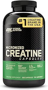 کپسول کراتین مونوهیدرات میکرونیزه Optimum Nutrition، کتو دوستانه، 2500 میلی گرم، 300 کپسول (بسته بندی ممکن است متفاوت باشد)