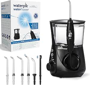 فلاشر حرفه ای دندان Waterpik WP-662E با 7 سر، ابزار حذف پلاک دندان، مشکی
