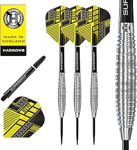 هارو NX90 بمب و موازی شکل دارت مجموعه دارت I حرفه ای دارت 90% فولاد تنگستن ALL Weights Pro Darts I ست 10 عددی با میدی شفت های سوپرگرپ مشکی و NX90 Flights