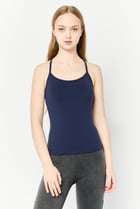 Skechers Women Sportswear Fit Sleeveless Padded Training Top, Navy